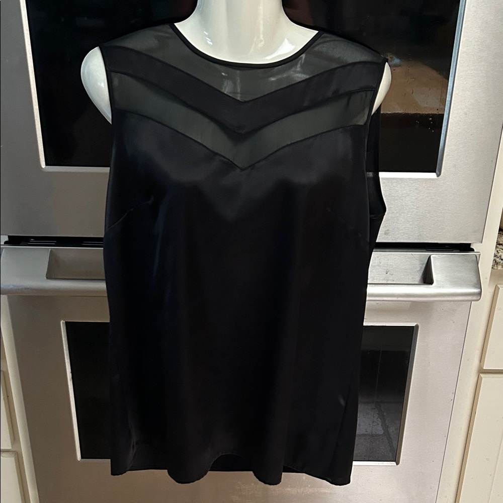 Kasper Black Sheer Panel Blouse size large